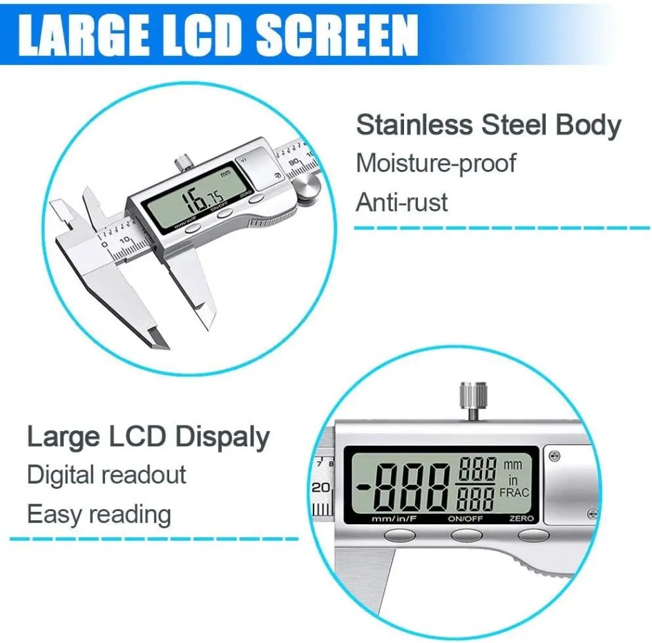Digital Caliper 150Mm Stainless Steel - Электронный штангенциркуль 6 дюймов, высокоточный инструмент