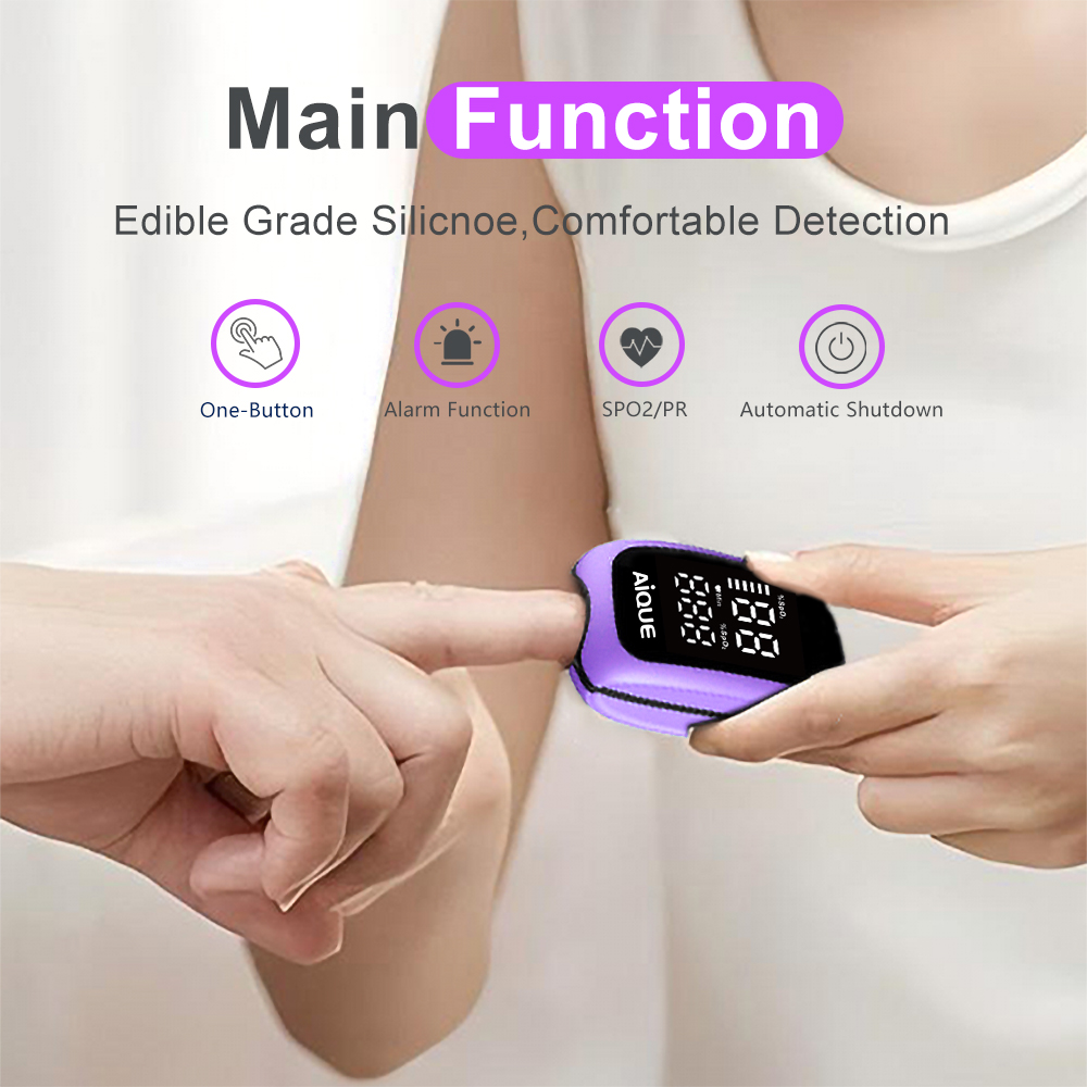 AiQUE Фиолетовый перезаряжаемы – обзор и цена Pulse Oximeter Fingertip Rechargeable
