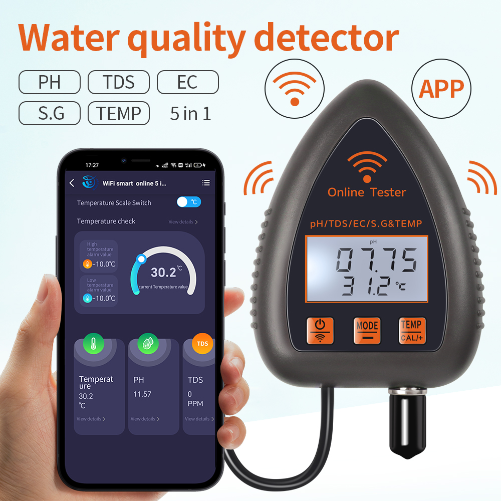 Tuya WiFi 5 в 1 TDS/EC/SALT/S. – обзор и цена Ph Meter Digital Water Tester