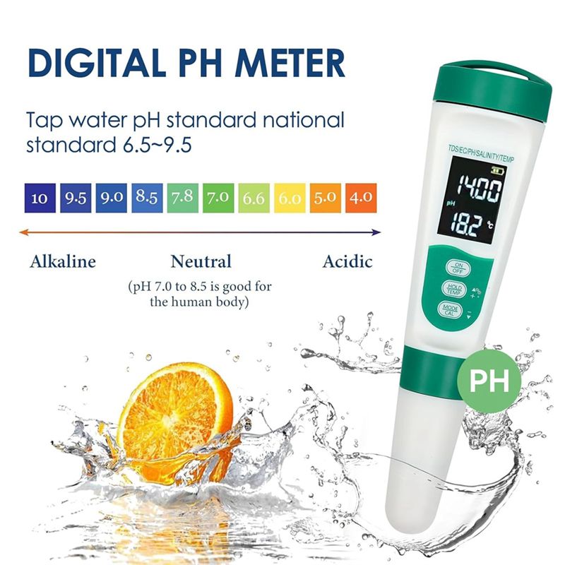 Цифровой pH-метр AT02-5 5-в-1: – обзор и цена Ph Meter Digital Water Tester