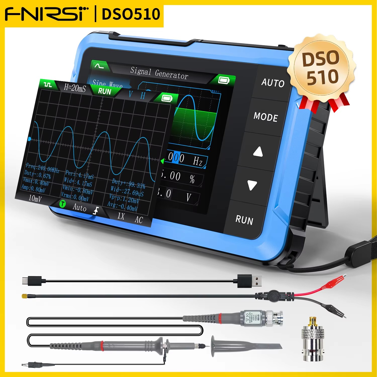 FNIRSI DSO510 10 МГц миниатюрн – обзор и цена Fnirsi Digital Oscilloscope Handheld