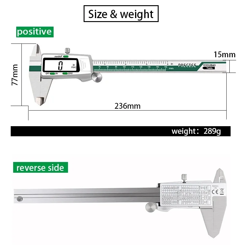 ET50 150 мм штангенциркуль из  – обзор и цена Digital Caliper 150Mm Stainless Steel