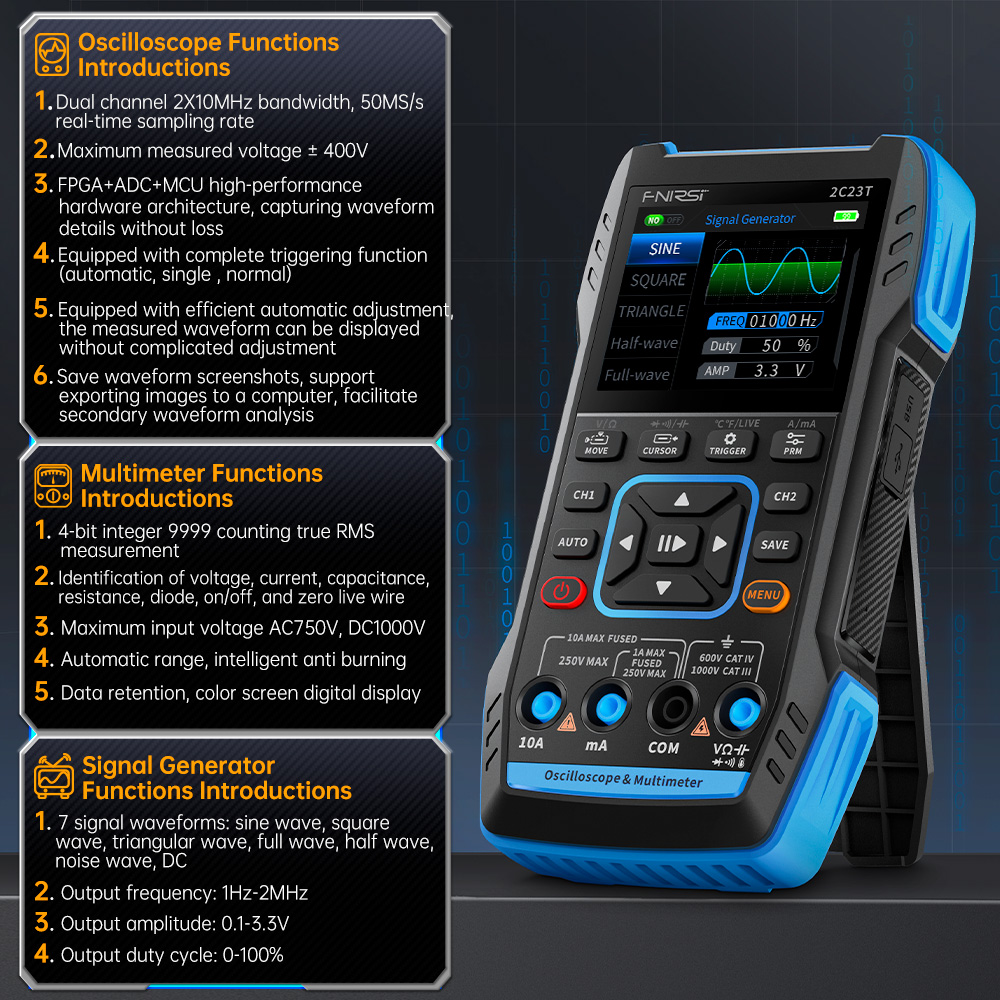 FNIRSI 2C23T Ручной цифровой о – обзор и цена Fnirsi Digital Oscilloscope Handheld