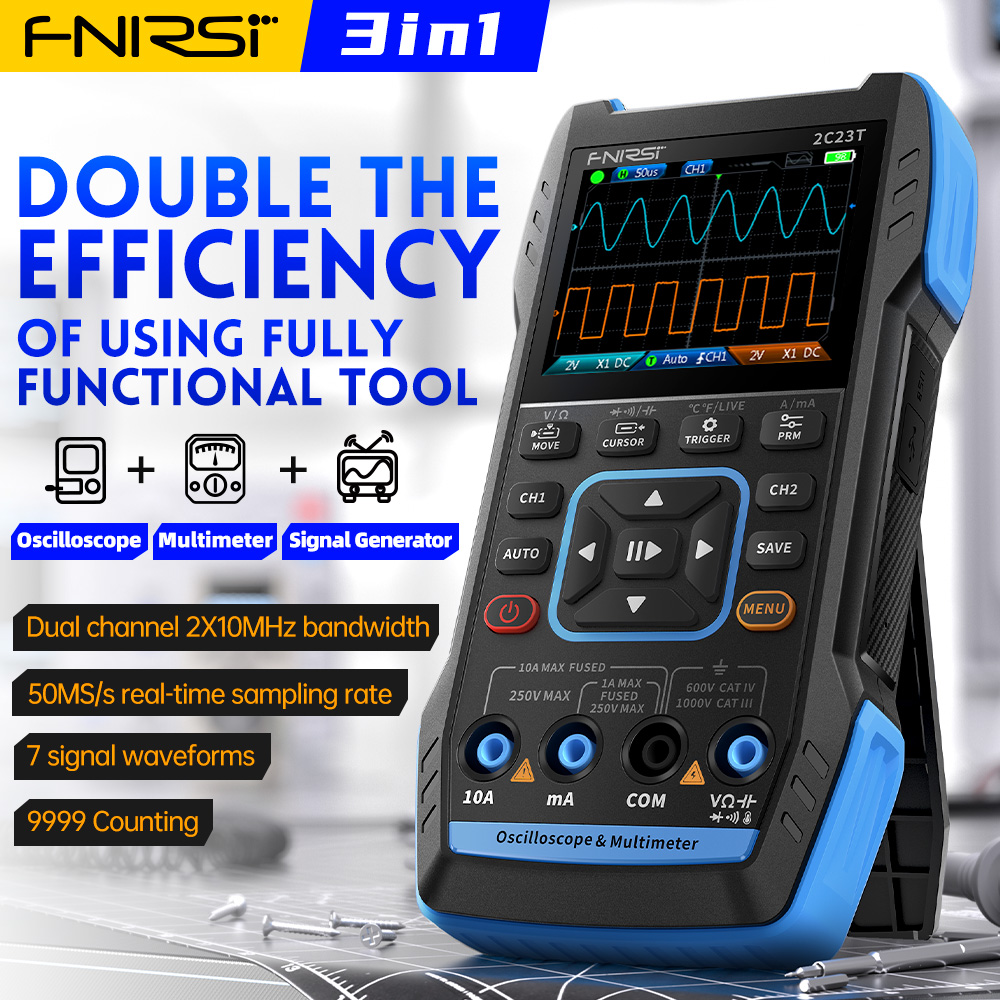Цифровой осциллограф 3-в-1 2C2 – обзор и цена Fnirsi Digital Oscilloscope Handheld